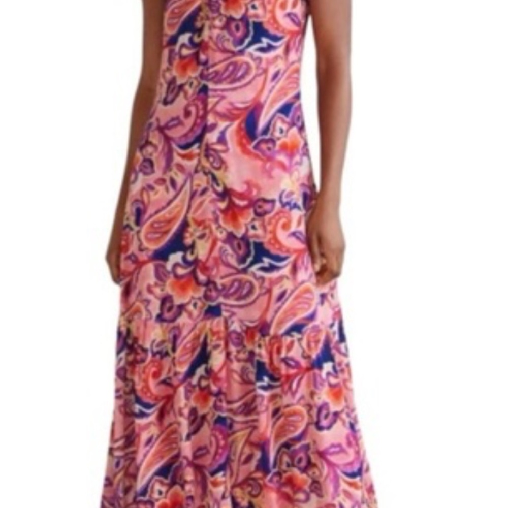Soft Surroundings Vibrant Pink and Blue Maxi Dress